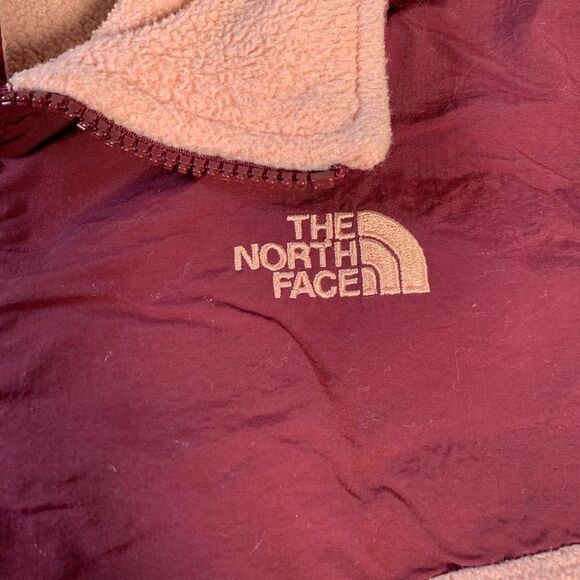 The North Face Ladies Hoody Fleece Jacket Burgundy and salmon Sz S - Picture 3 of 6